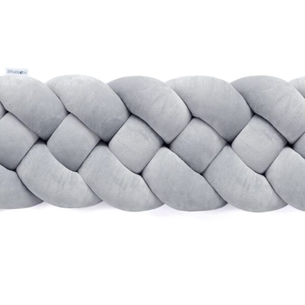 Flätat spjälskydd 4-strängigt velour / klassiskt grå