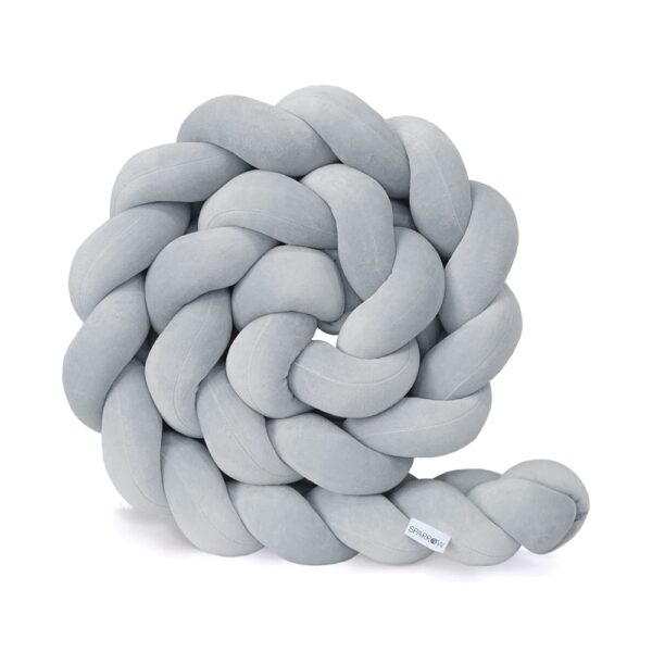 Flätat spjälskydd 3-strängigt velour / klassiskt grå