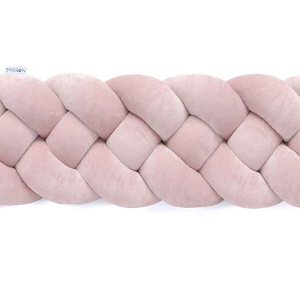 Flätat spjälskydd 4-strängigt velour / puderrosa